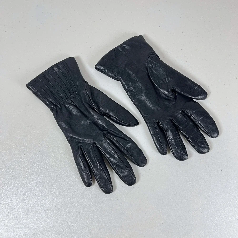 Unbranded Ladies Genuine Leather Gloves Black Knit Lining Size M